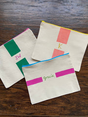 Hand Painted and Embroidered Canvas Pouches